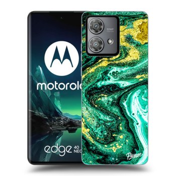 Picasee fekete szilikon tok az alábbi mobiltelefonokra Motorola Edge 40 Neo - Green Gold