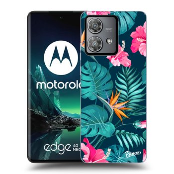 Picasee fekete szilikon tok az alábbi mobiltelefonokra Motorola Edge 40 Neo - Pink Monstera