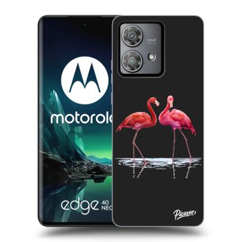 Picasee fekete szilikon tok az alábbi mobiltelefonokra Motorola Edge 40 Neo - Flamingos couple