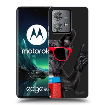 Picasee fekete szilikon tok az alábbi mobiltelefonokra Motorola Edge 40 Neo - French Bulldog