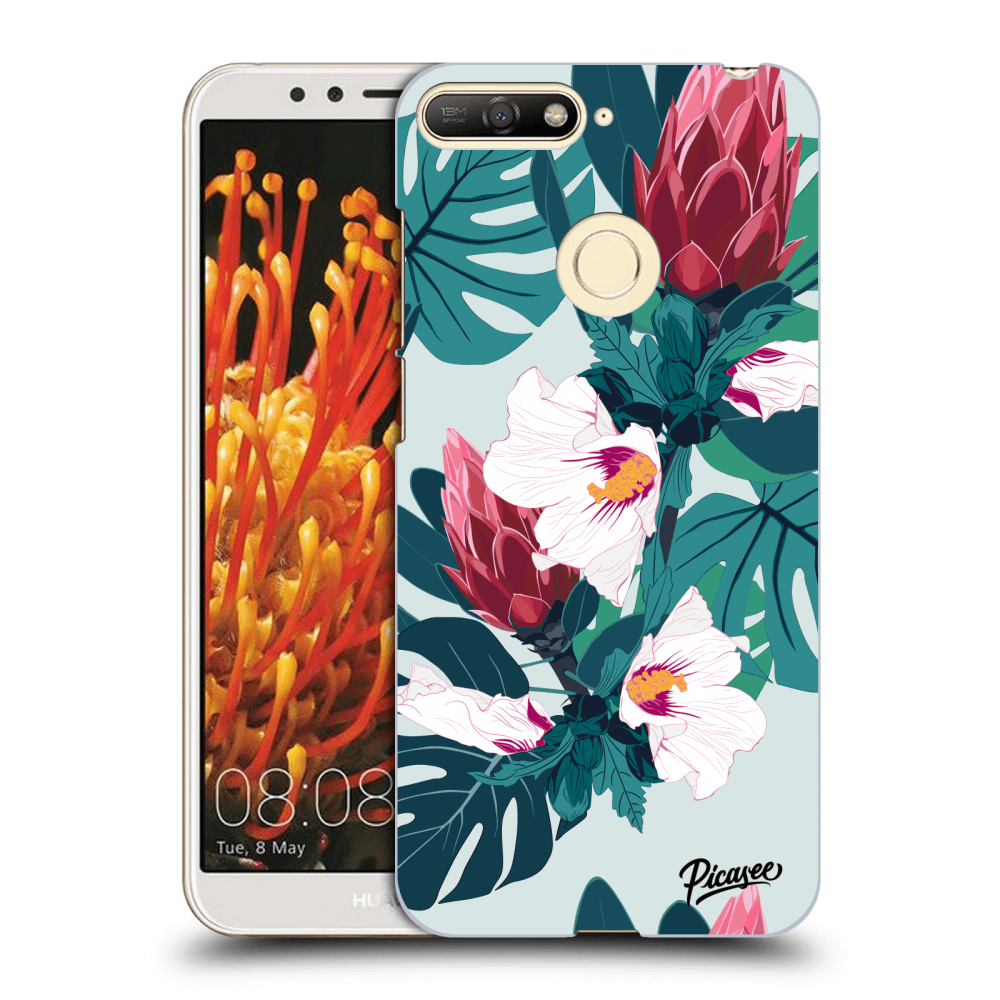 Picasee átlátszó szilikon tok az alábbi mobiltelefonokra Huawei Y6 Prime 2018 - Rhododendron