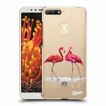Picasee átlátszó szilikon tok az alábbi mobiltelefonokra Huawei Y6 Prime 2018 - Flamingos couple