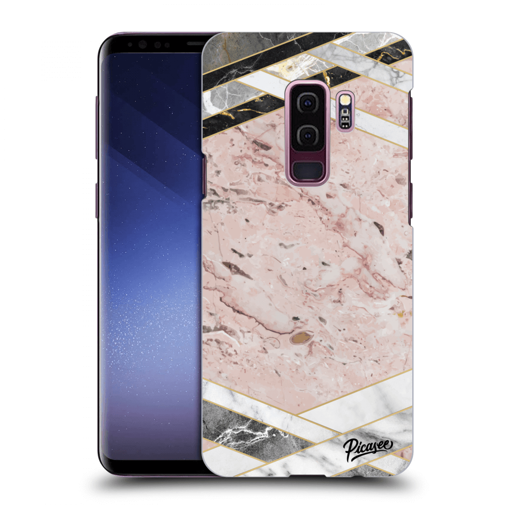 Picasee fekete szilikon tok az alábbi mobiltelefonokra Samsung Galaxy S9 Plus G965F - Pink geometry