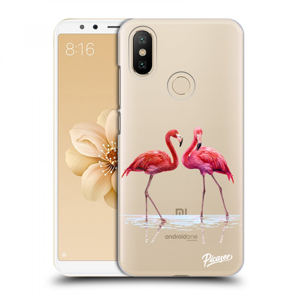 Picasee átlátszó szilikon tok az alábbi mobiltelefonokra Xiaomi Mi A2 - Flamingos couple