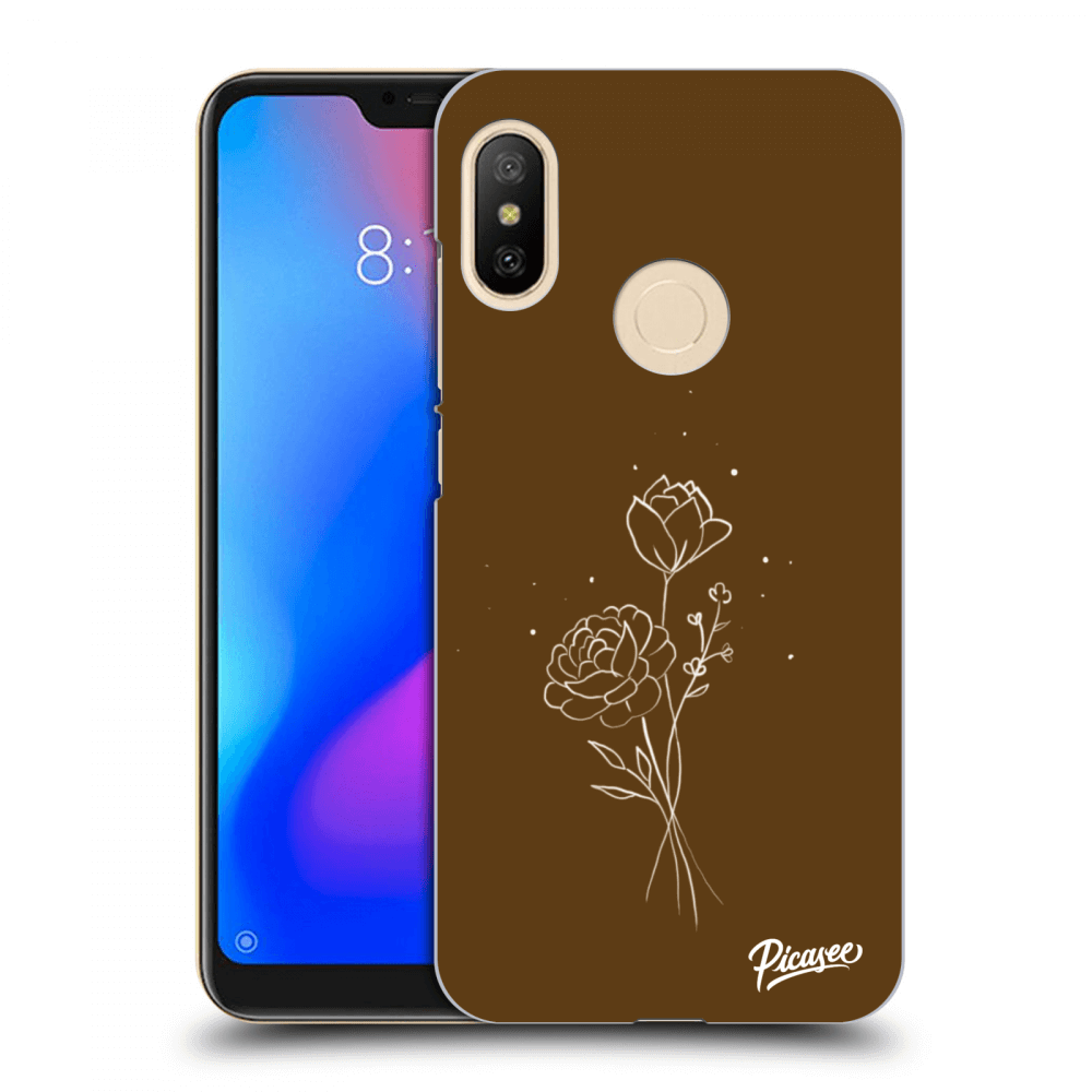 Picasee fekete szilikon tok az alábbi mobiltelefonokra Xiaomi Mi A2 Lite - Brown flowers