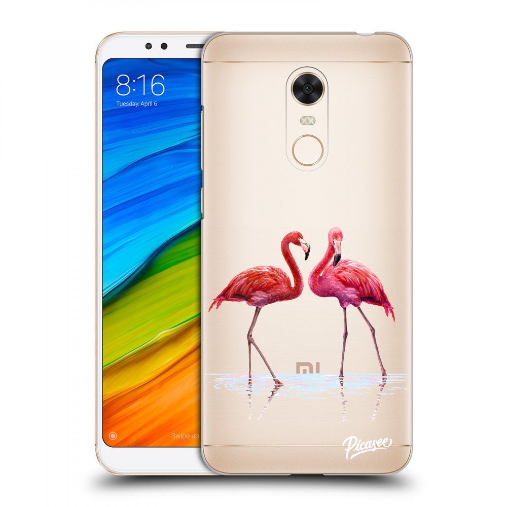 Picasee átlátszó szilikon tok az alábbi mobiltelefonokra Xiaomi Redmi 5 Plus Global - Flamingos couple