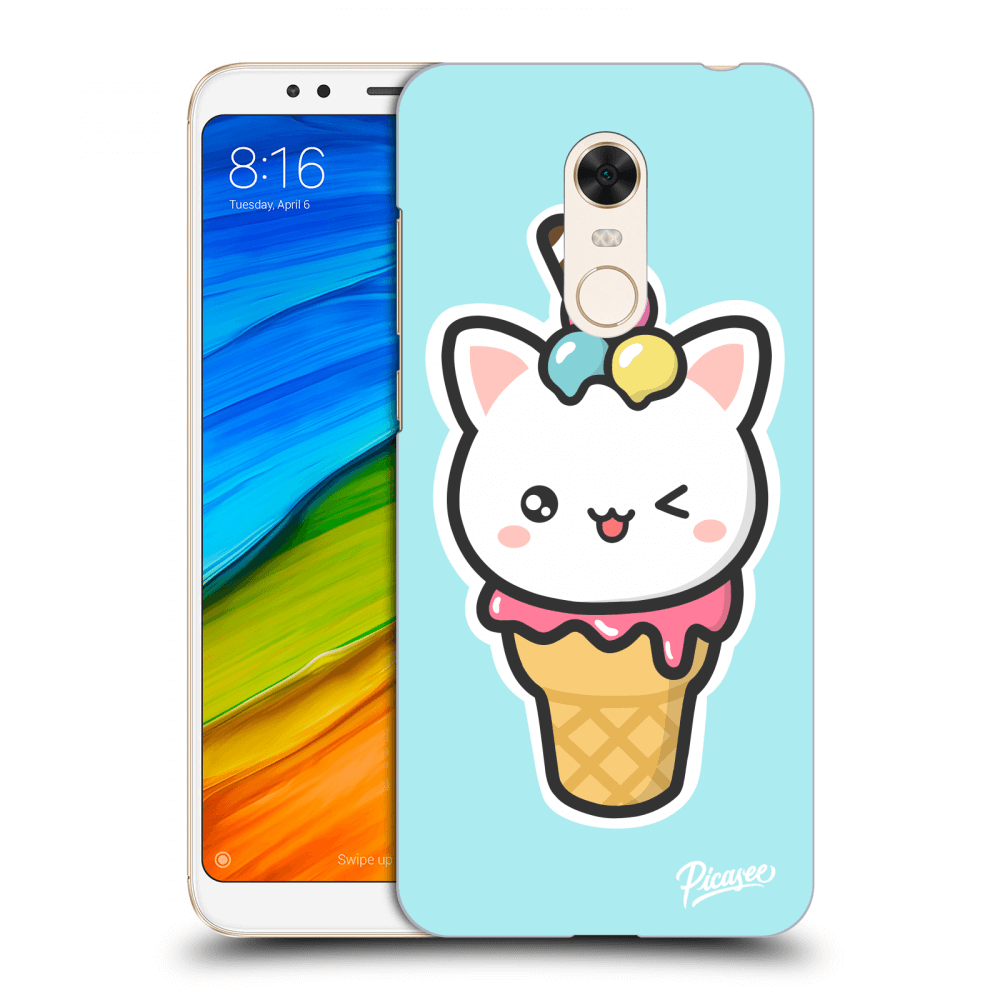 Picasee átlátszó szilikon tok az alábbi mobiltelefonokra Xiaomi Redmi 5 Plus Global - Ice Cream Cat