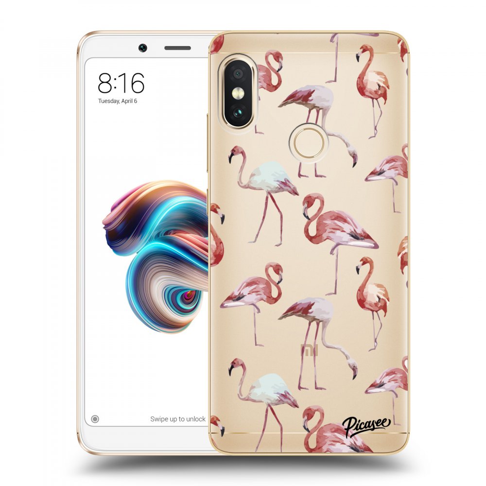 Picasee átlátszó szilikon tok az alábbi mobiltelefonokra Xiaomi Redmi Note 5 Global - Flamingos