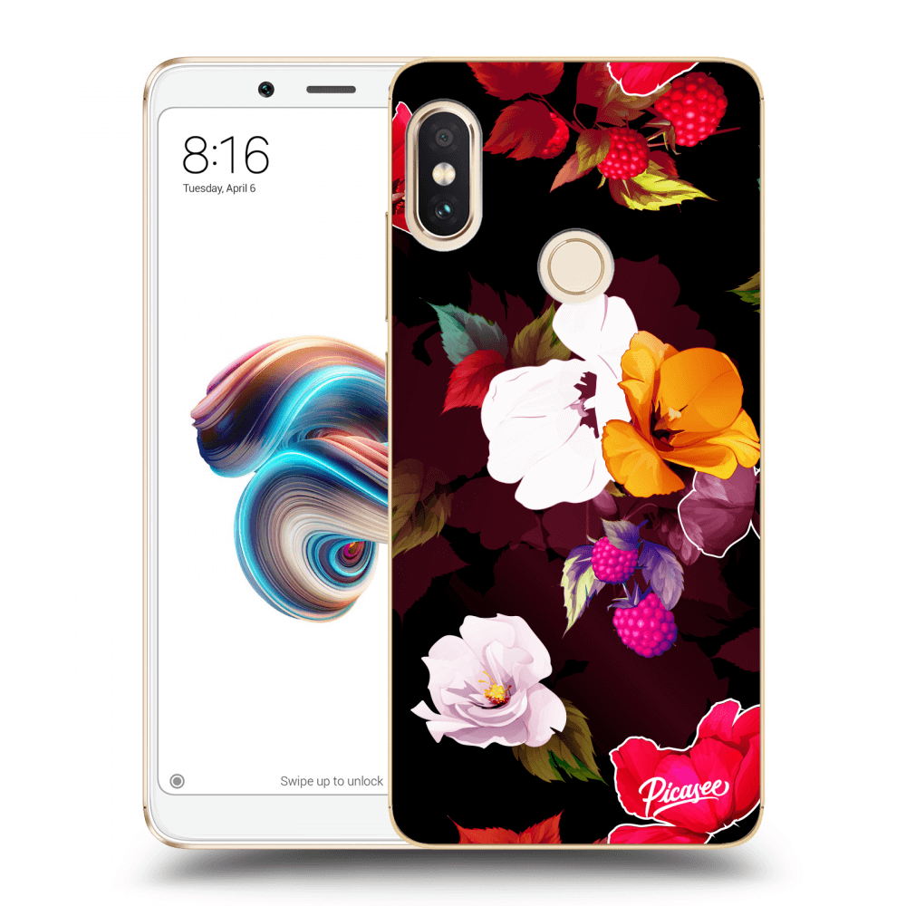 Picasee átlátszó szilikon tok az alábbi mobiltelefonokra Xiaomi Redmi Note 5 Global - Flowers and Berries