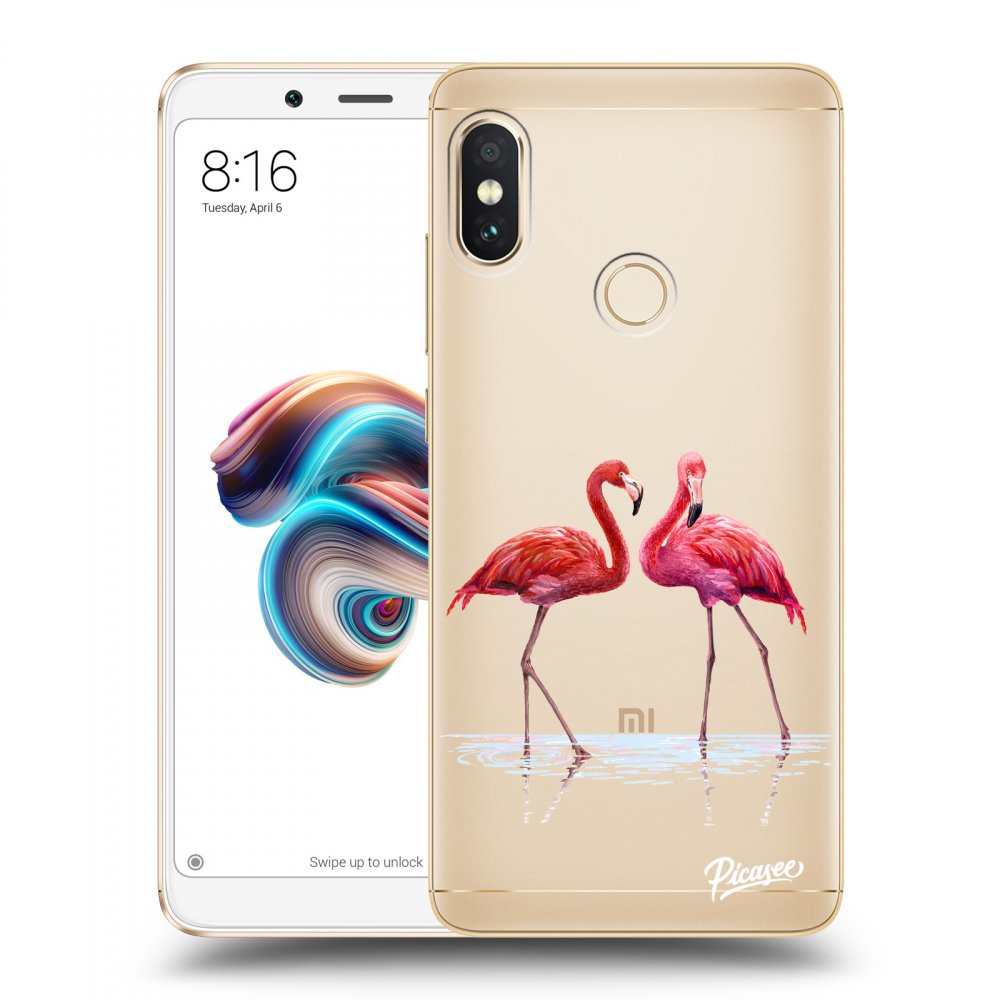 Picasee átlátszó szilikon tok az alábbi mobiltelefonokra Xiaomi Redmi Note 5 Global - Flamingos couple