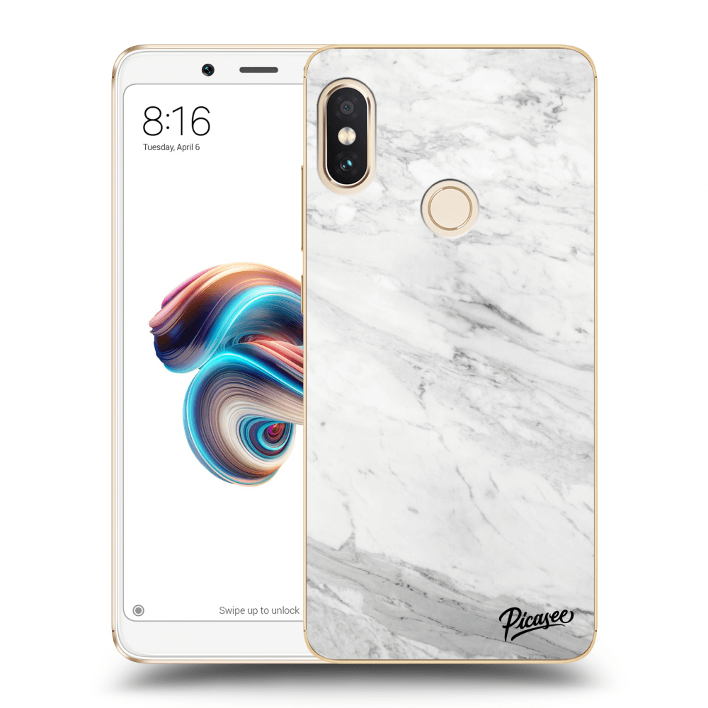 Picasee átlátszó szilikon tok az alábbi mobiltelefonokra Xiaomi Redmi Note 5 Global - White marble