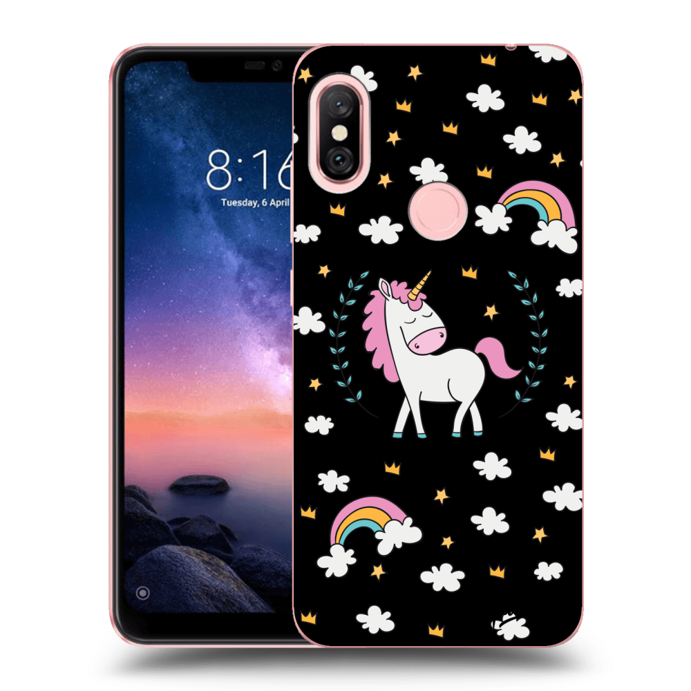 Picasee fekete szilikon tok az alábbi mobiltelefonokra Xiaomi Redmi Note 6 Pro - Unicorn star heaven