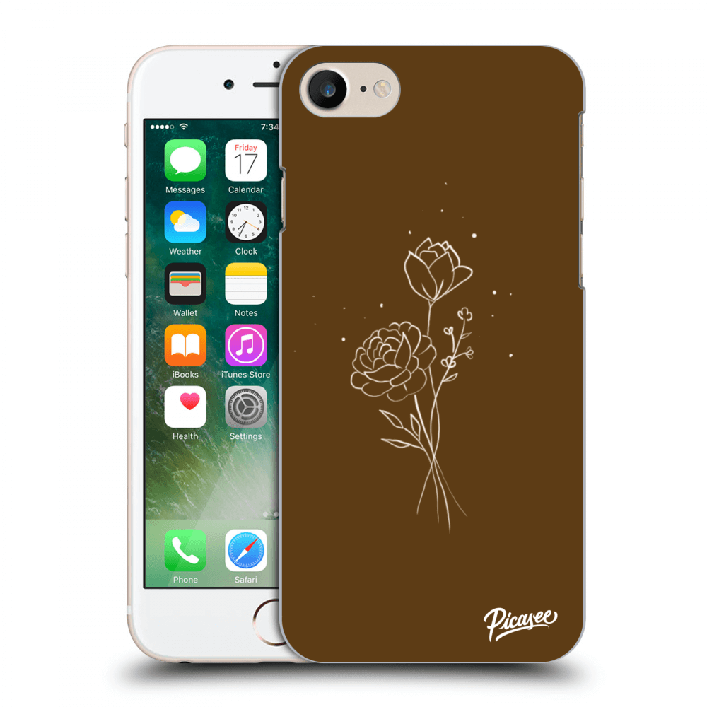 Picasee tejszínű szilikon tok az alábbi mobiltelefonokra Apple iPhone 7 - Brown flowers