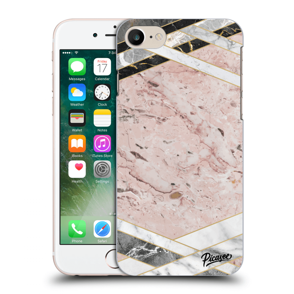 Picasee tejszínű szilikon tok az alábbi mobiltelefonokra Apple iPhone 7 - Pink geometry