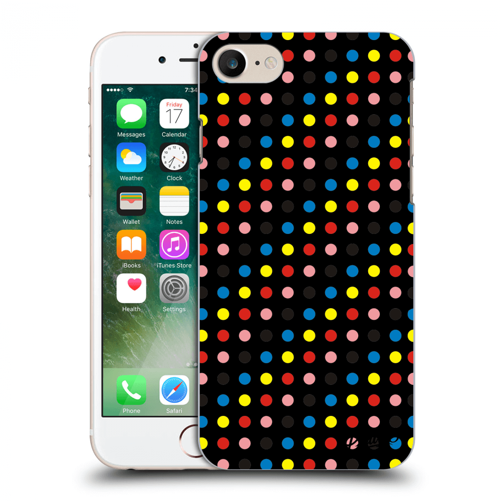 Picasee fekete szilikon tok az alábbi mobiltelefonokra Apple iPhone 7 - Colorful dots