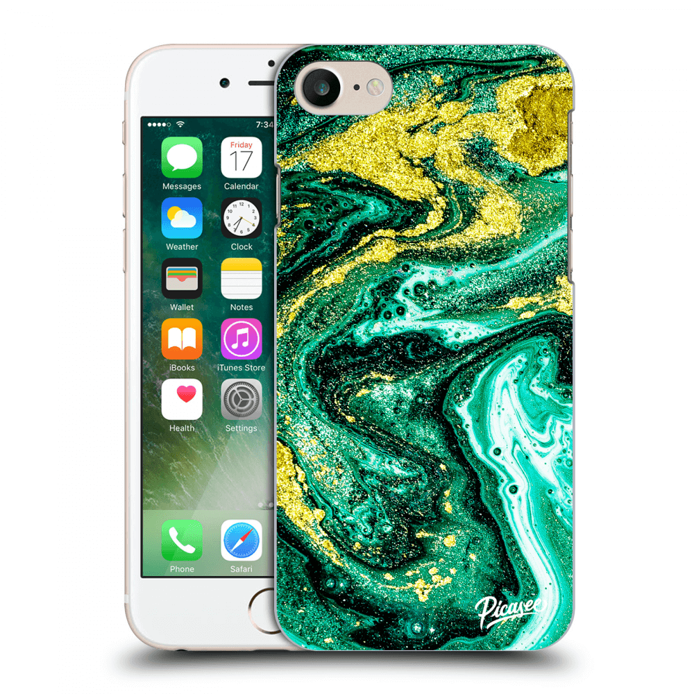 Picasee átlátszó szilikon tok az alábbi mobiltelefonokra Apple iPhone 7 - Green Gold