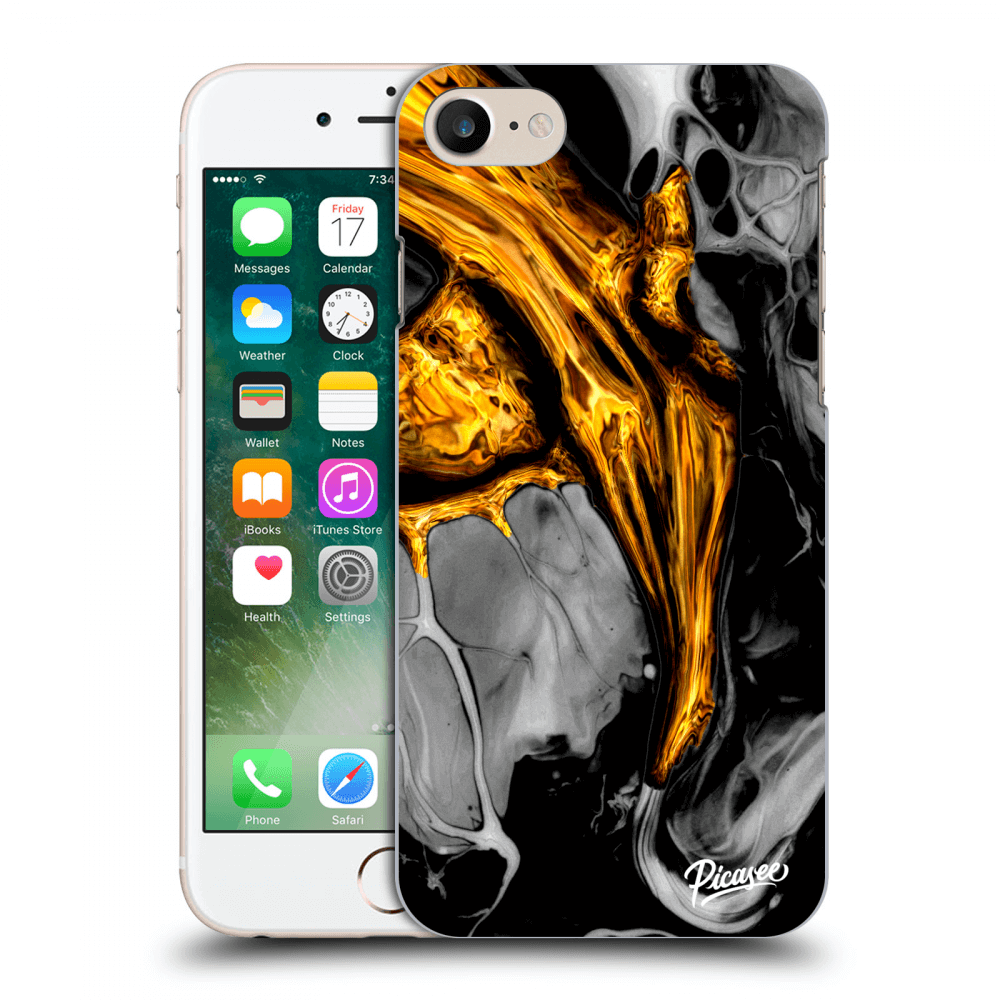 Picasee fekete szilikon tok az alábbi mobiltelefonokra Apple iPhone 7 - Black Gold