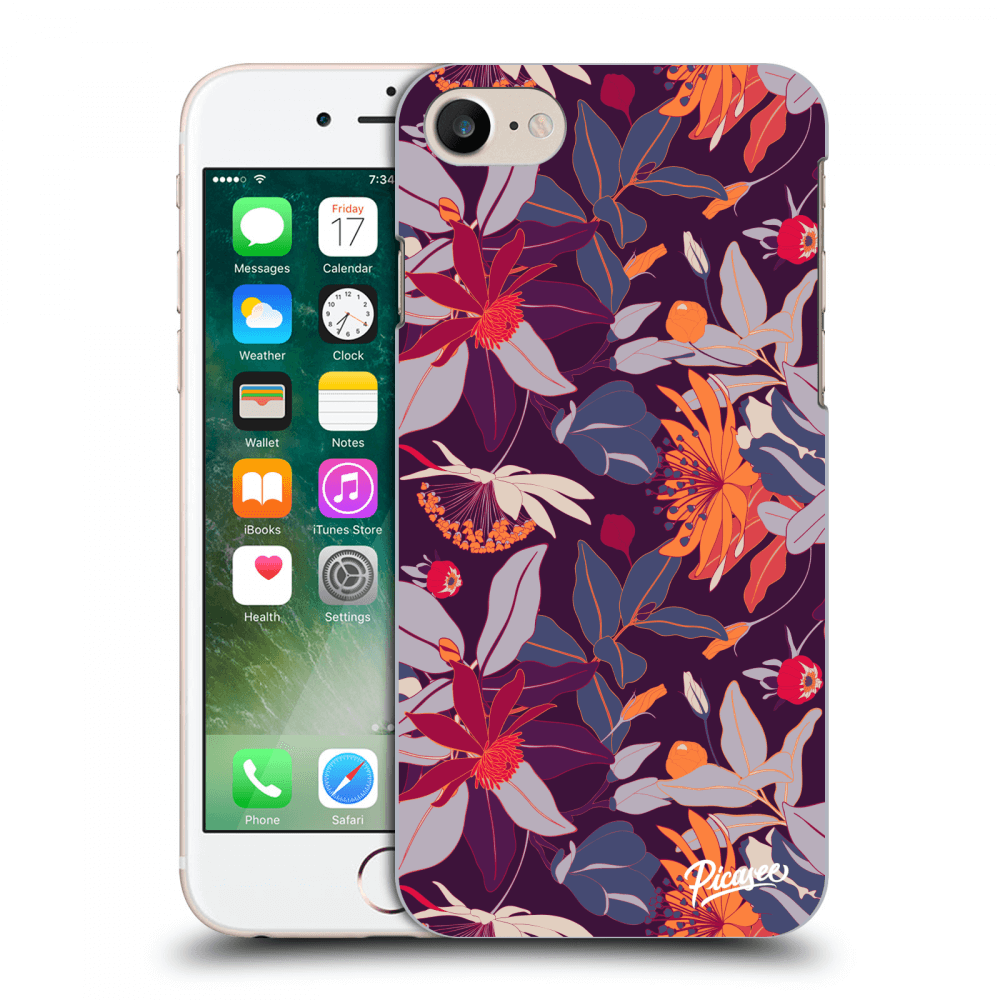 Picasee átlátszó szilikon tok az alábbi mobiltelefonokra Apple iPhone 7 - Purple Leaf