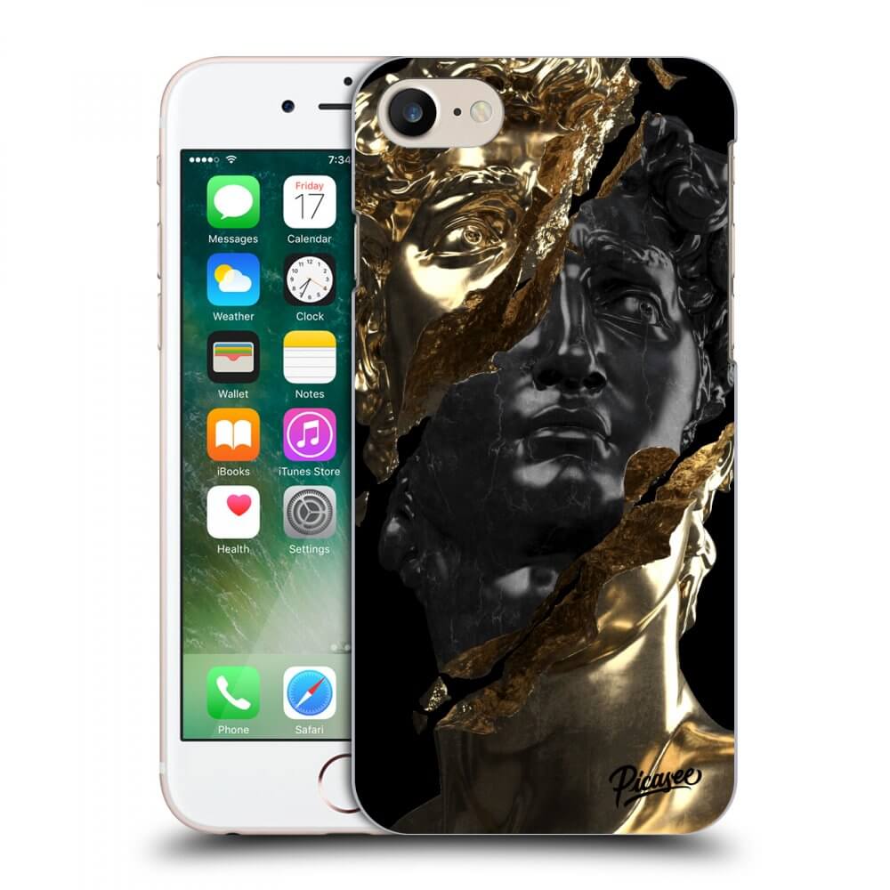 Picasee fekete szilikon tok az alábbi mobiltelefonokra Apple iPhone 7 - Gold - Black