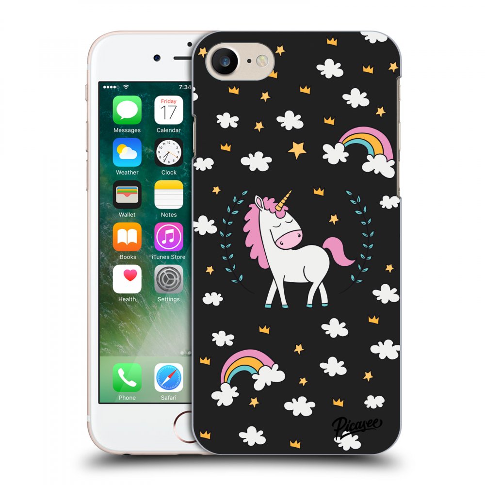 Picasee fekete szilikon tok az alábbi mobiltelefonokra Apple iPhone 7 - Unicorn star heaven