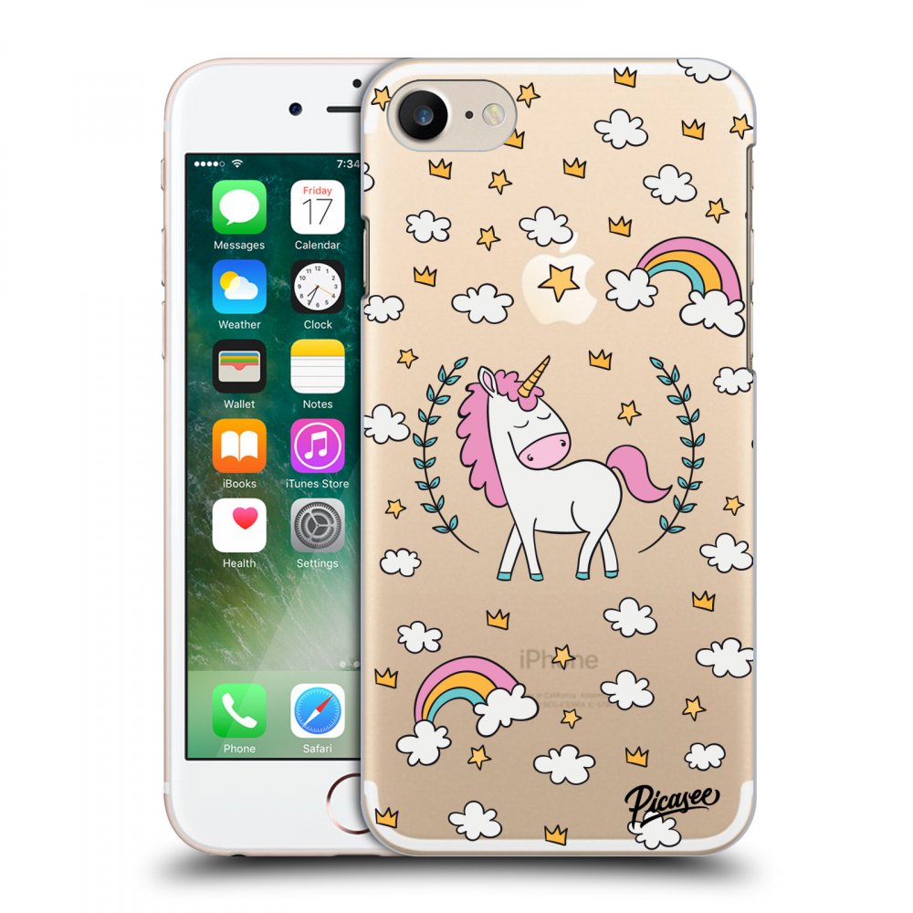 Picasee műanyag átlátszó tok az alábbi mobiltelefonokra Apple iPhone 7 - Unicorn star heaven