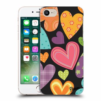 Picasee fekete szilikon tok az alábbi mobiltelefonokra Apple iPhone 7 - Colored heart