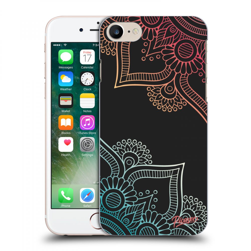 Picasee fekete szilikon tok az alábbi mobiltelefonokra Apple iPhone 7 - Flowers pattern