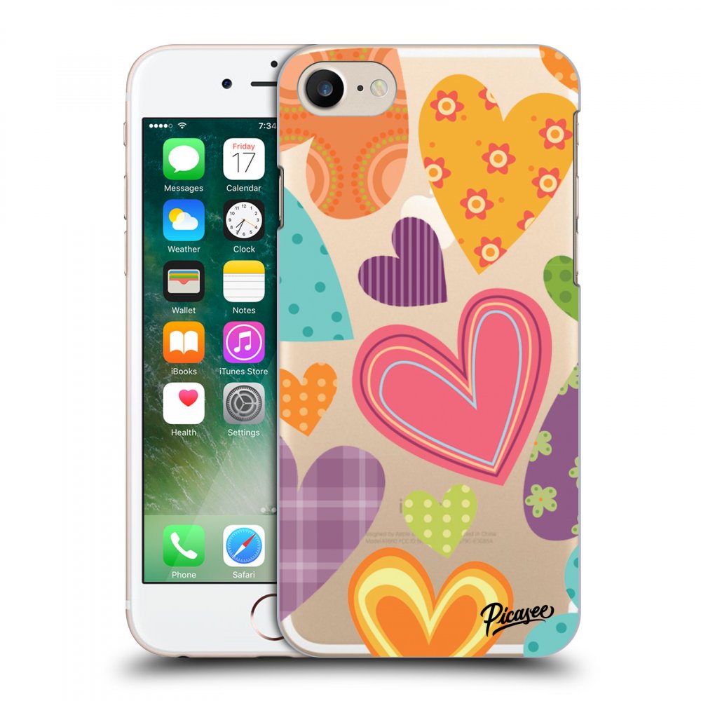 Picasee műanyag átlátszó tok az alábbi mobiltelefonokra Apple iPhone 7 - Colored heart