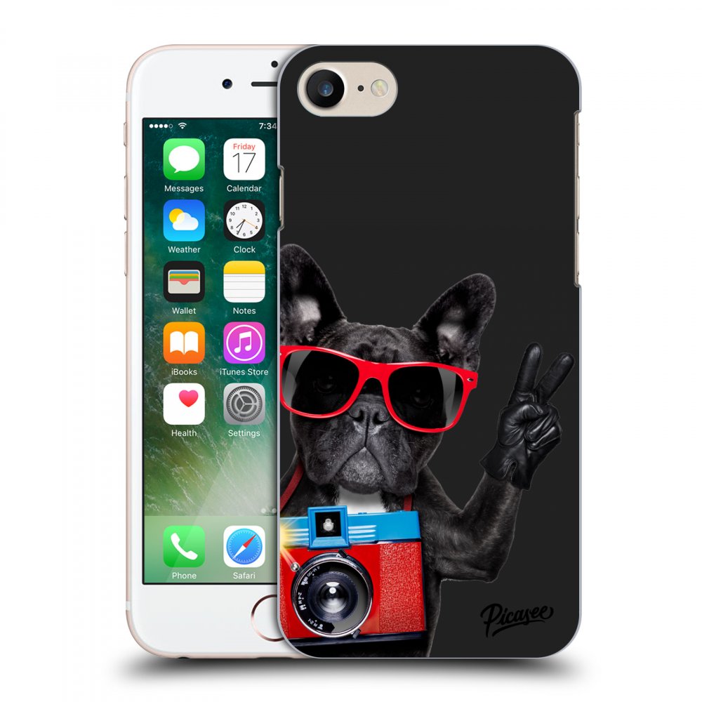 Picasee fekete szilikon tok az alábbi mobiltelefonokra Apple iPhone 7 - French Bulldog
