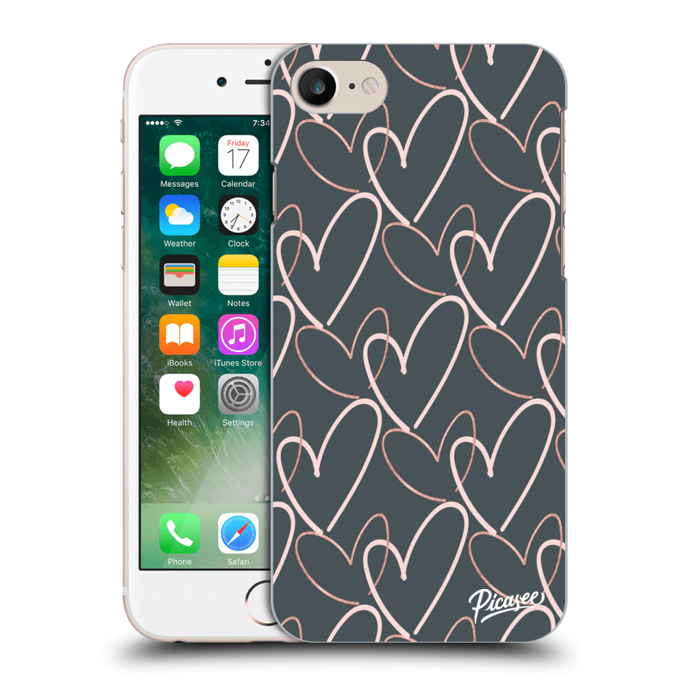 Picasee fekete szilikon tok az alábbi mobiltelefonokra Apple iPhone 7 - Lots of love
