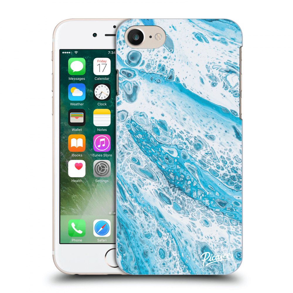 Picasee tejszínű szilikon tok az alábbi mobiltelefonokra Apple iPhone 7 - Blue liquid
