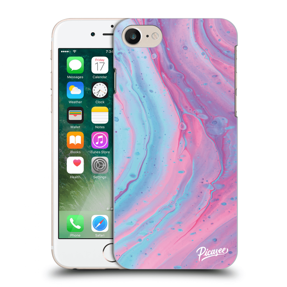 Picasee fekete szilikon tok az alábbi mobiltelefonokra Apple iPhone 7 - Pink liquid