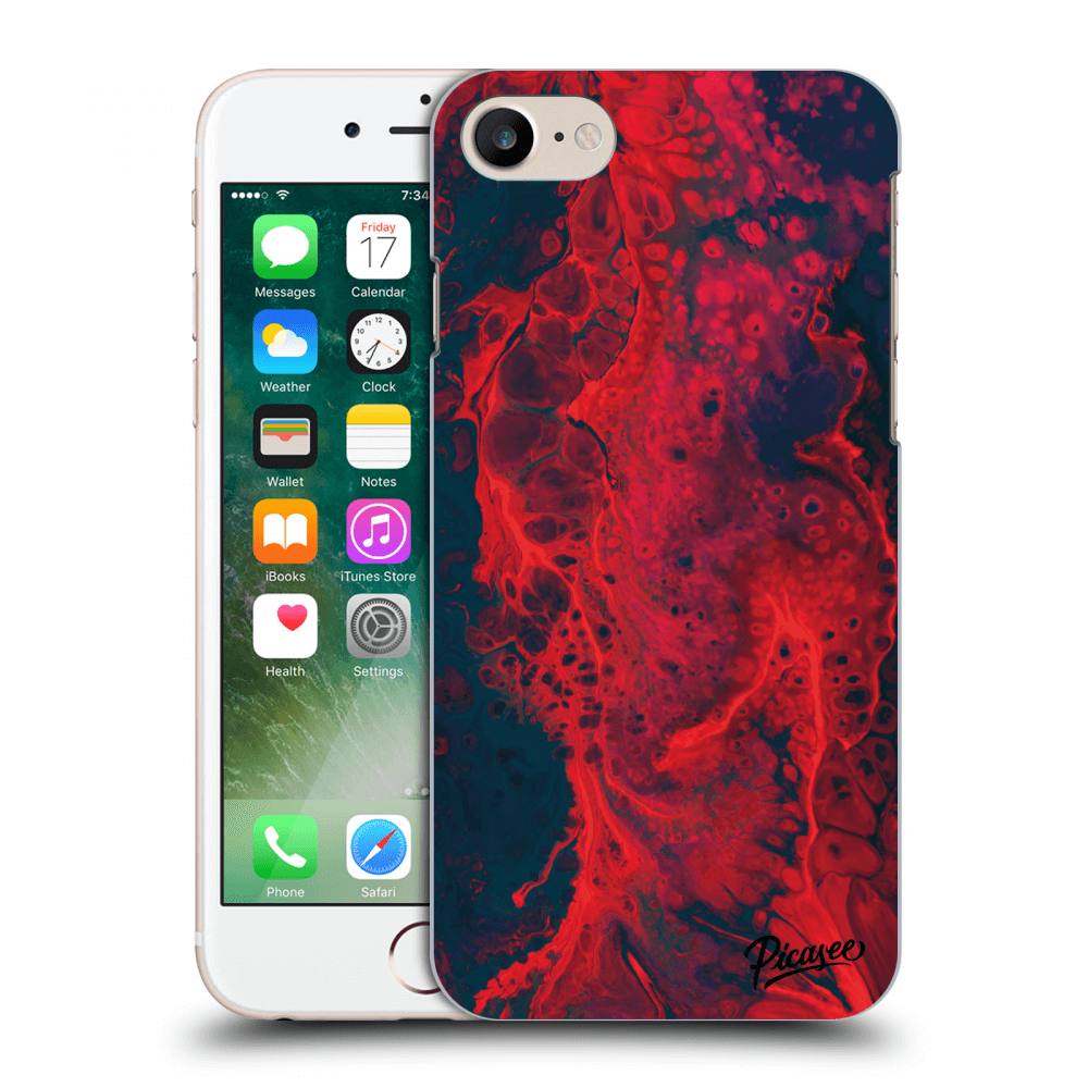 Picasee fekete szilikon tok az alábbi mobiltelefonokra Apple iPhone 7 - Organic red
