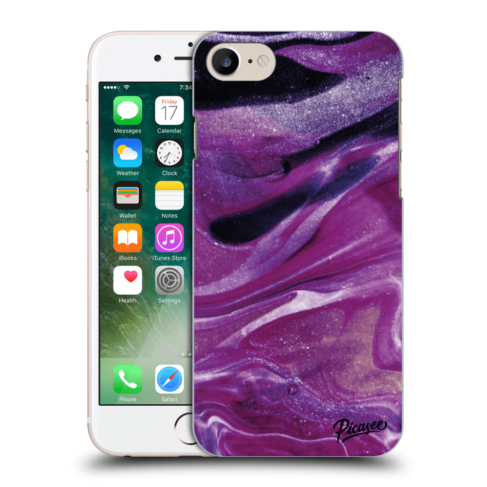 Picasee tejszínű szilikon tok az alábbi mobiltelefonokra Apple iPhone 7 - Purple glitter