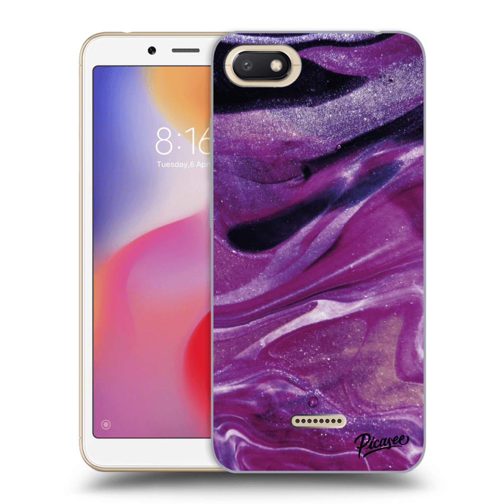 Picasee átlátszó szilikon tok az alábbi mobiltelefonokra Xiaomi Redmi 6A - Purple glitter