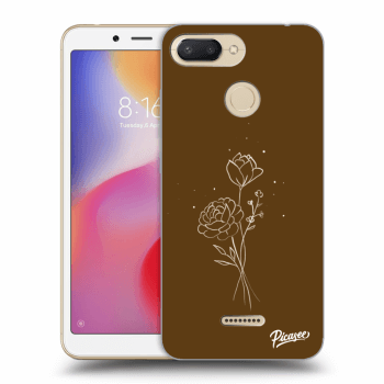 Picasee fekete szilikon tok az alábbi mobiltelefonokra Xiaomi Redmi 6 - Brown flowers