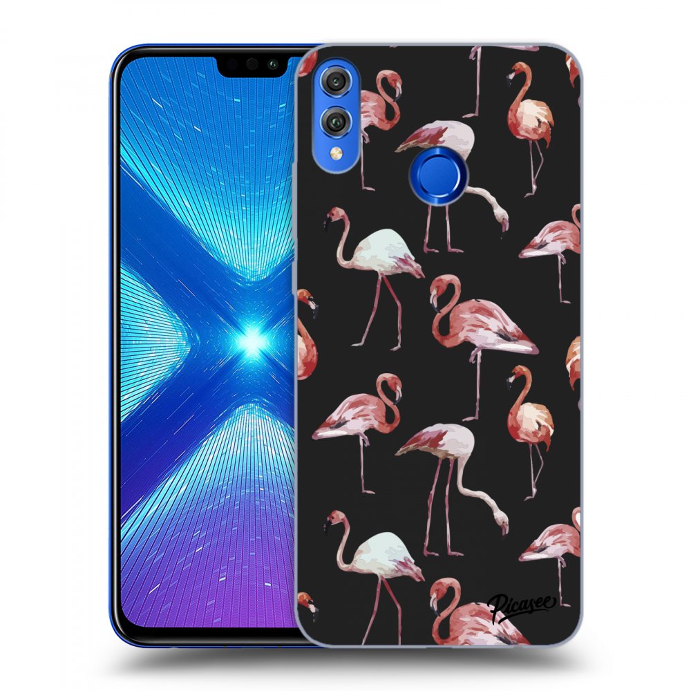 Picasee fekete szilikon tok az alábbi mobiltelefonokra Honor 8X - Flamingos