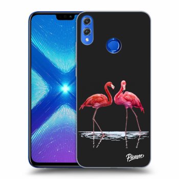 Picasee fekete szilikon tok az alábbi mobiltelefonokra Honor 8X - Flamingos couple