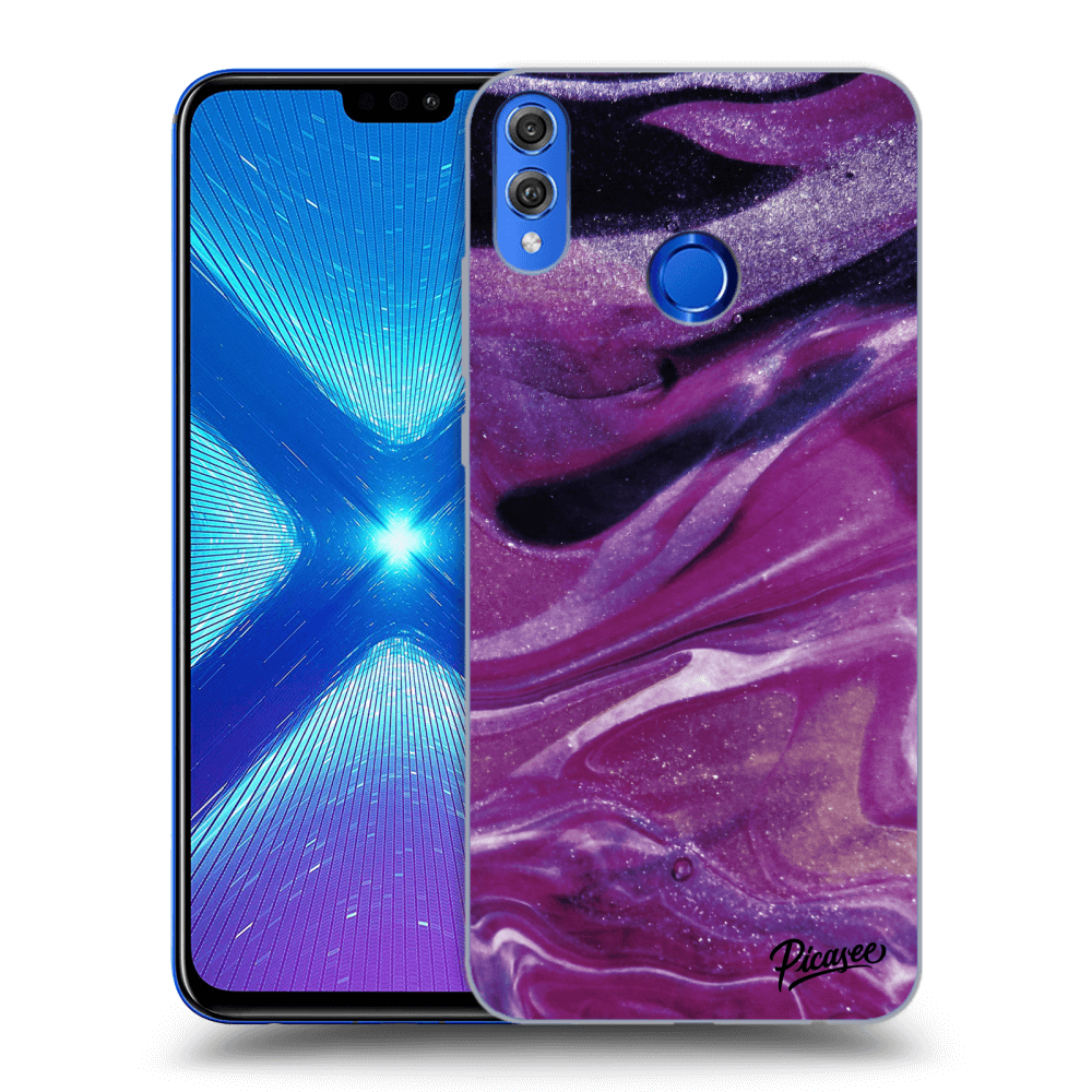 Picasee fekete szilikon tok az alábbi mobiltelefonokra Honor 8X - Purple glitter