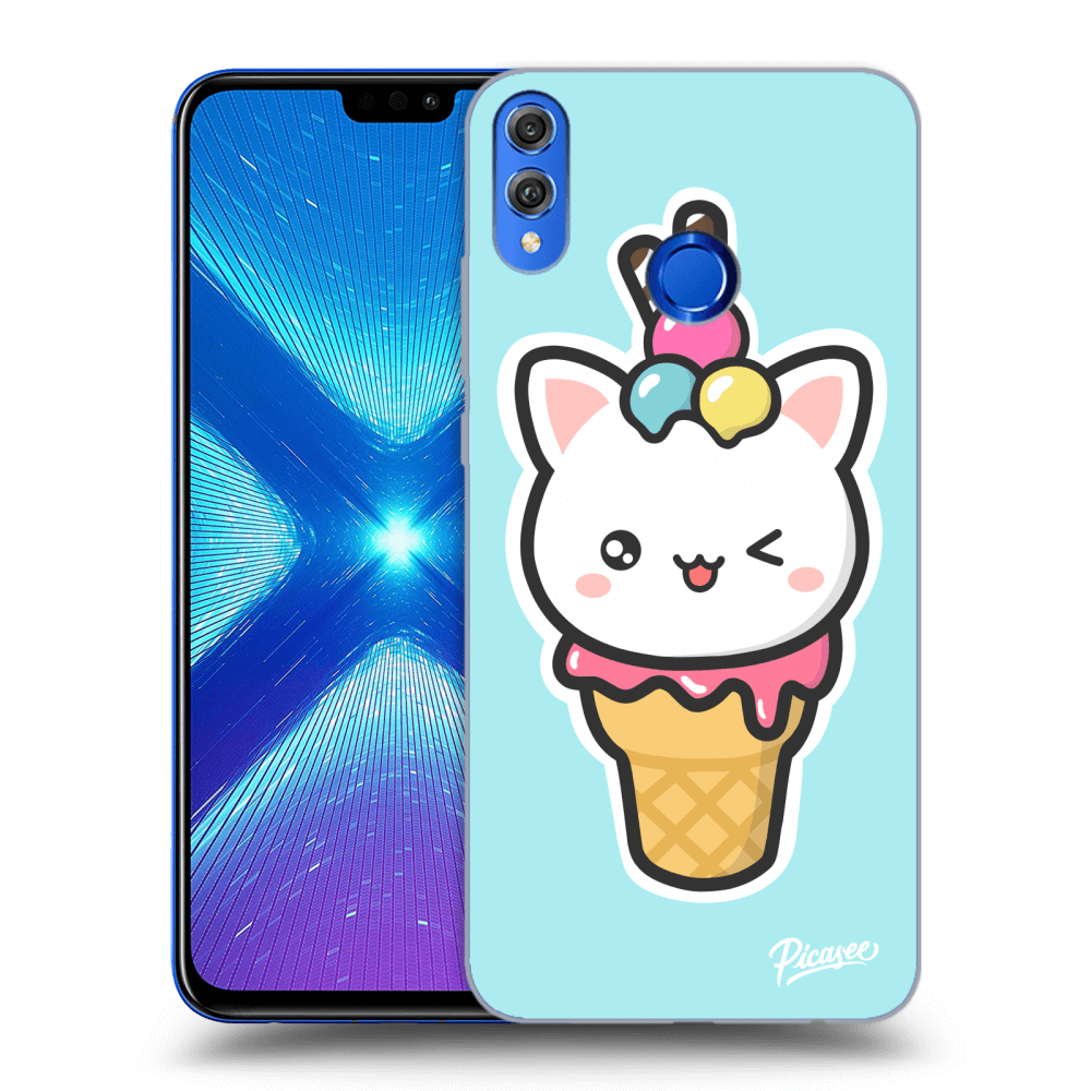 Picasee átlátszó szilikon tok az alábbi mobiltelefonokra Honor 8X - Ice Cream Cat