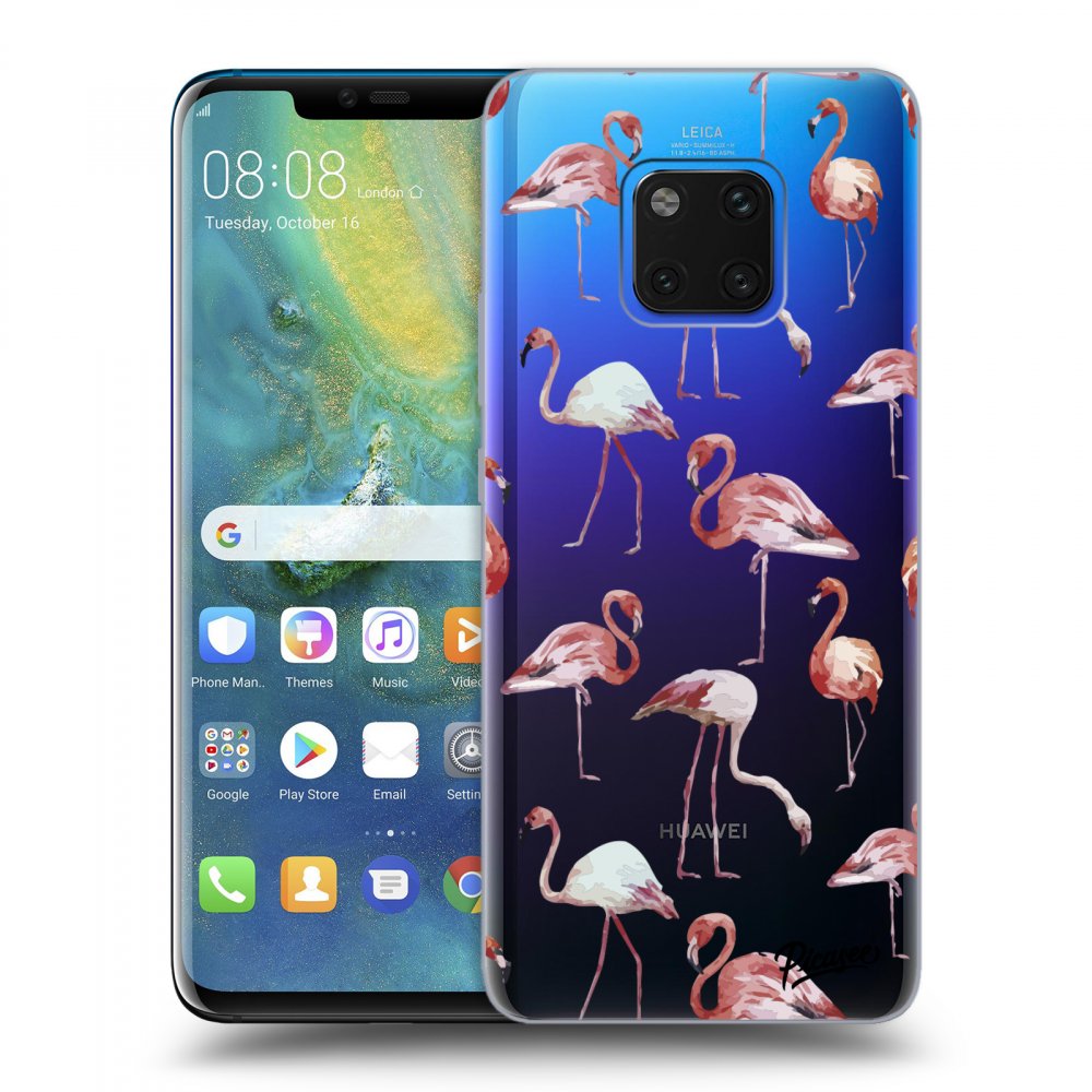 Picasee átlátszó szilikon tok az alábbi mobiltelefonokra Huawei Mate 20 Pro - Flamingos