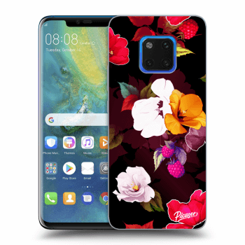 Picasee fekete szilikon tok az alábbi mobiltelefonokra Huawei Mate 20 Pro - Flowers and Berries