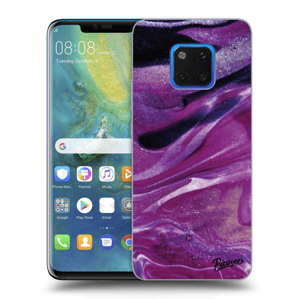 Picasee átlátszó szilikon tok az alábbi mobiltelefonokra Huawei Mate 20 Pro - Purple glitter