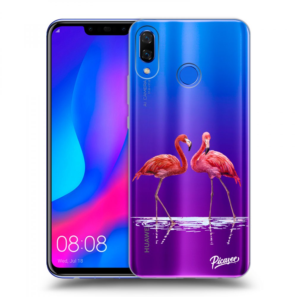 Picasee átlátszó szilikon tok az alábbi mobiltelefonokra Huawei Nova 3 - Flamingos couple