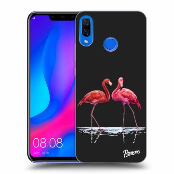 Picasee fekete szilikon tok az alábbi mobiltelefonokra Huawei Nova 3 - Flamingos couple