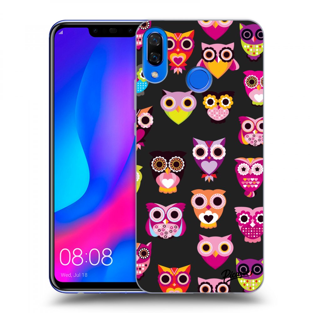 Picasee fekete szilikon tok az alábbi mobiltelefonokra Huawei Nova 3 - Owls