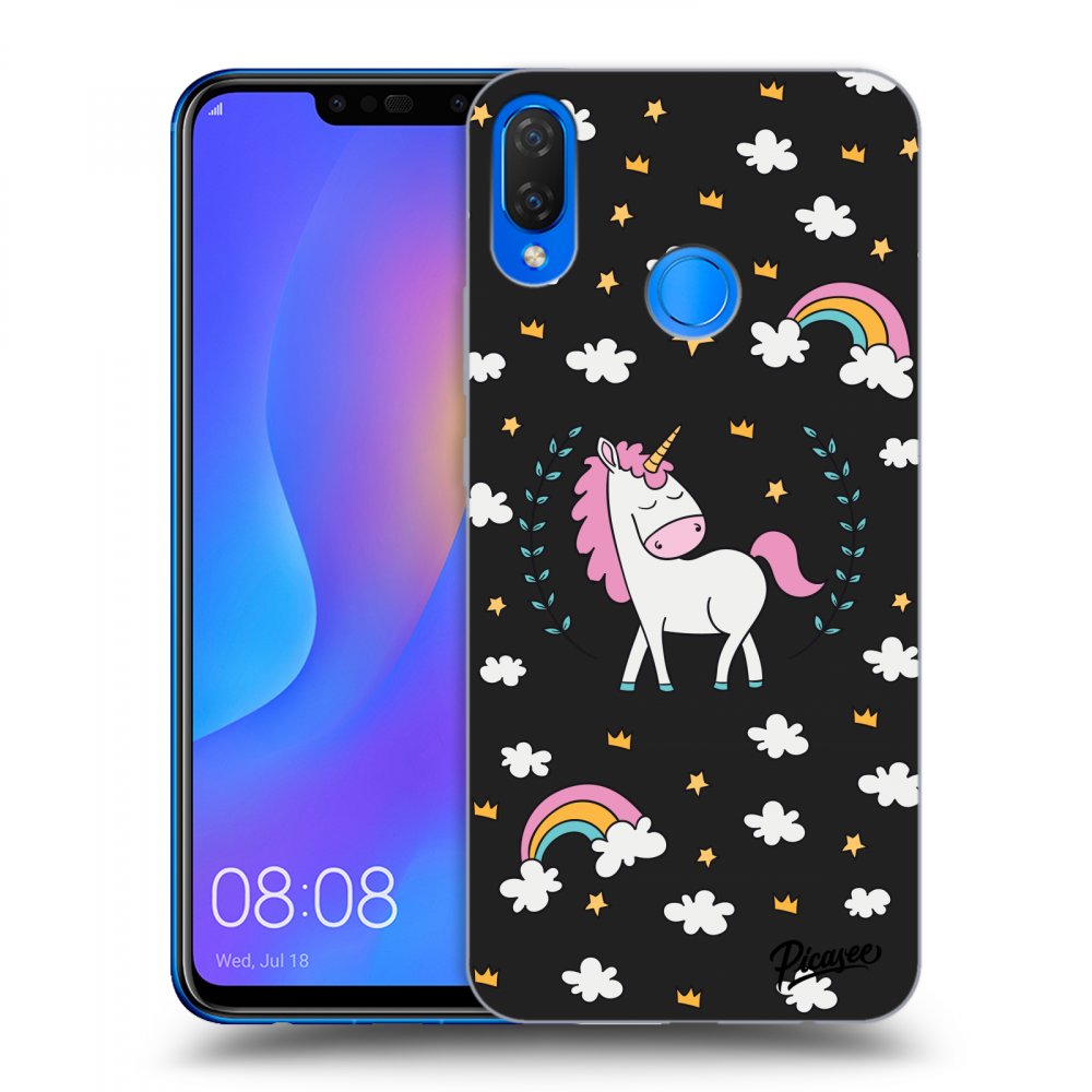 Picasee fekete szilikon tok az alábbi mobiltelefonokra Huawei Nova 3i - Unicorn star heaven