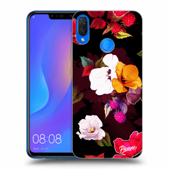 Picasee fekete szilikon tok az alábbi mobiltelefonokra Huawei Nova 3i - Flowers and Berries