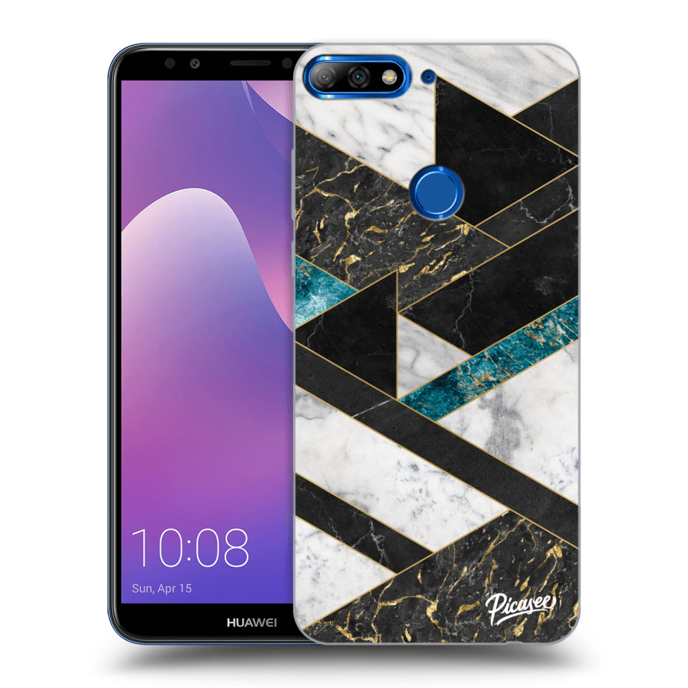 Picasee átlátszó szilikon tok az alábbi mobiltelefonokra Huawei Y7 Prime (2018) - Dark geometry