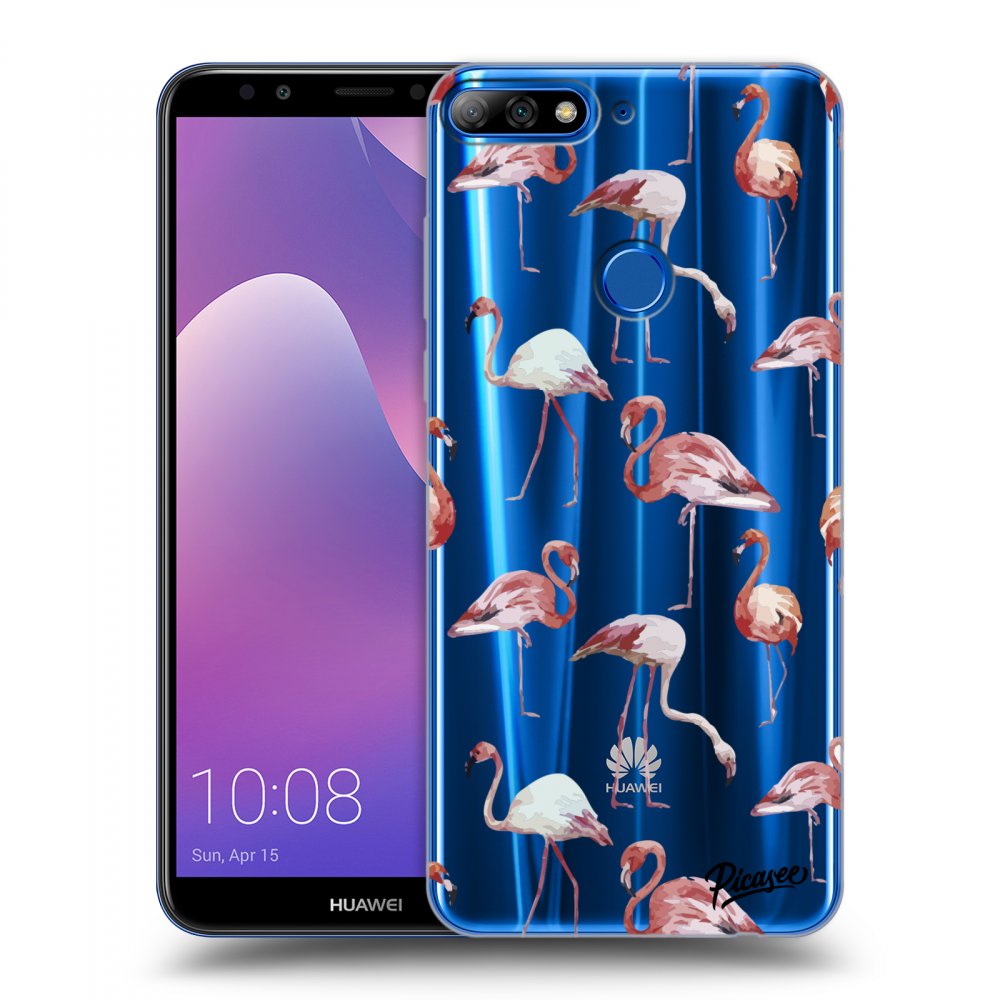 Picasee átlátszó szilikon tok az alábbi mobiltelefonokra Huawei Y7 Prime (2018) - Flamingos
